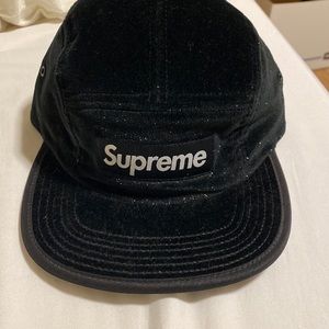 supreme black 5 panel hat